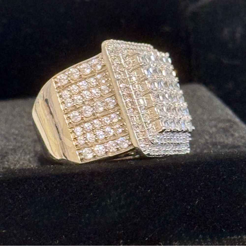 3.9 Carat ICED OUT CZ Pave WHITE Gold Rhodium Plated 925 Sterling Silver - Picture 1 of 10